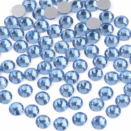 Beadsland 2880pcs Flat Back Crystal Rhinestones Round Gems for Nail Art and Craft Glue Fix,Light Blue,SS6,1.9-2.1mm