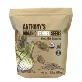 Anthony's Organic Fennel Seeds, 1.5 lb, Whole Seeds, Non-Irradiated, Gluten-Free, Non-GMO