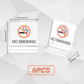 AHANDMAKER Pack of 6 Acrylic Table Signs for Smoking Prohibited, Table Sign "Smoking Prohibited", Transparent Table Stand Desktop Warning Sign for Business Office, Restaurant, Hotel Cafe