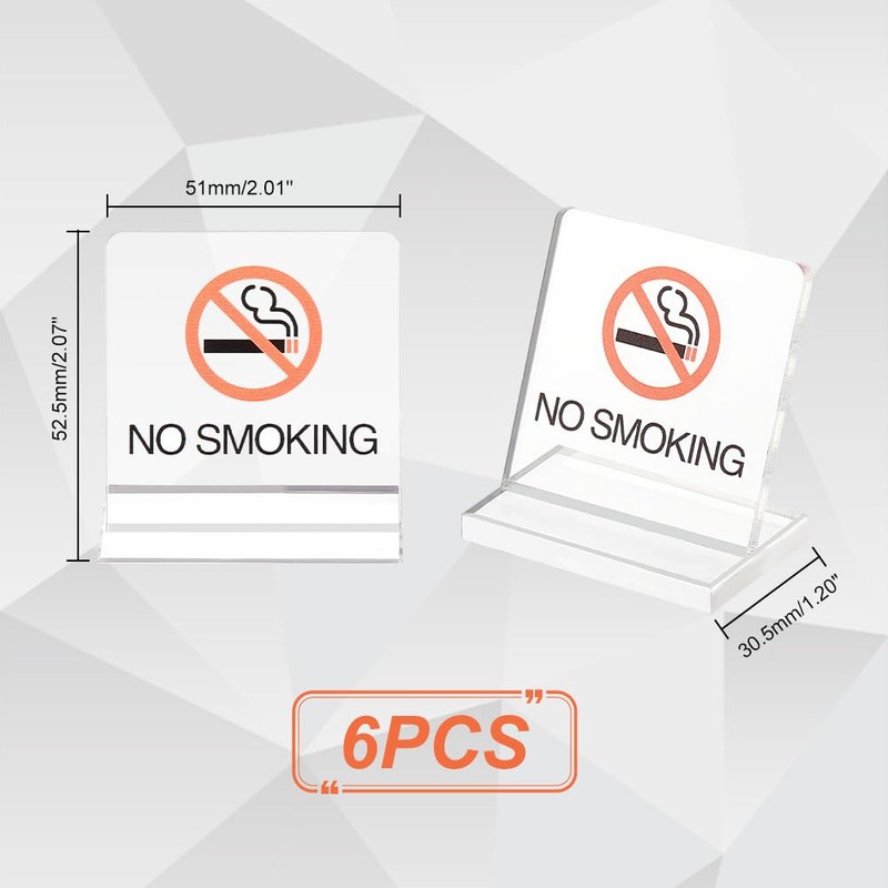 AHANDMAKER Pack of 6 Acrylic Table Signs for Smoking Prohibited,