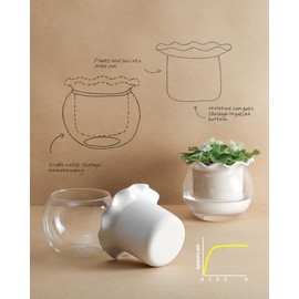 Fayoula 6 Inch African Violet Pots Maintenance, Glass Self-Watering Planter for Indoor Plants - Ideal Flower Pot for Thriving Indoor Gardens, Pots Only (Version 2)