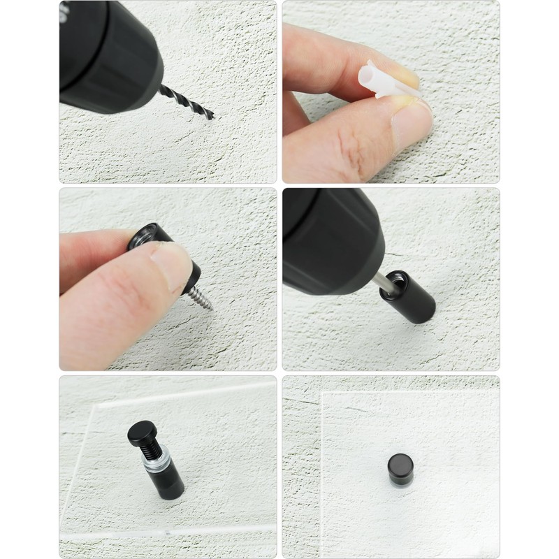 QWORK® 20 Pcs 12x25mm Stainless Steel Stand-Off Fixings, Wall Mount