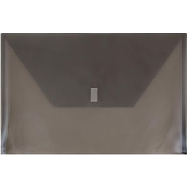 JAM PAPER Plastic Envelopes with Hook & Loop Closure - Legal Booklet - 9 3/4 x 14 1/2 - Smoke Gray - 3/Pack