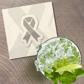 Unbranded Silver Ribbon - Children With Disabilities 4'' X 4'' Square Wooden Coaster