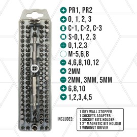 BOXERTOOL 100 piece Tamper Proof & Security Hex Bit Set 1/4" - Magnetic, Tamper Resistant, SAE Hex, Metric Hex and Star Bits - Torx, Spanner, and Tri-Wing - Compact All In One Bit Set