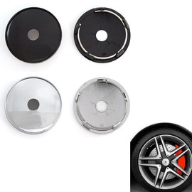 Set of 4 Wheel Trims, Hub Caps, Universal Wheel Hub Caps Made of High-Quality ABS, Rim Caps Replacement Compatible, Polished Surface, for Wheel Hubs, Car Accessories, Black, Silver