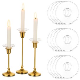 Glasseam Glass Candlestick Bobeches for Candles, Set of 12 Clear Candles Drip Protectors, Unique Candle Wax Drip Catchers for Candle Sticks Holder Decor, Small Tapered Candle Rings for Table Decor
