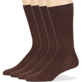 7BIGSTARS KINGDOM Men's Viscose From Bamboo Dress Socks - 4 Pack - Breathable Casual Crew Business Seamless Solid - Sock Size 13-15 Shoe 12-15 XL Brown