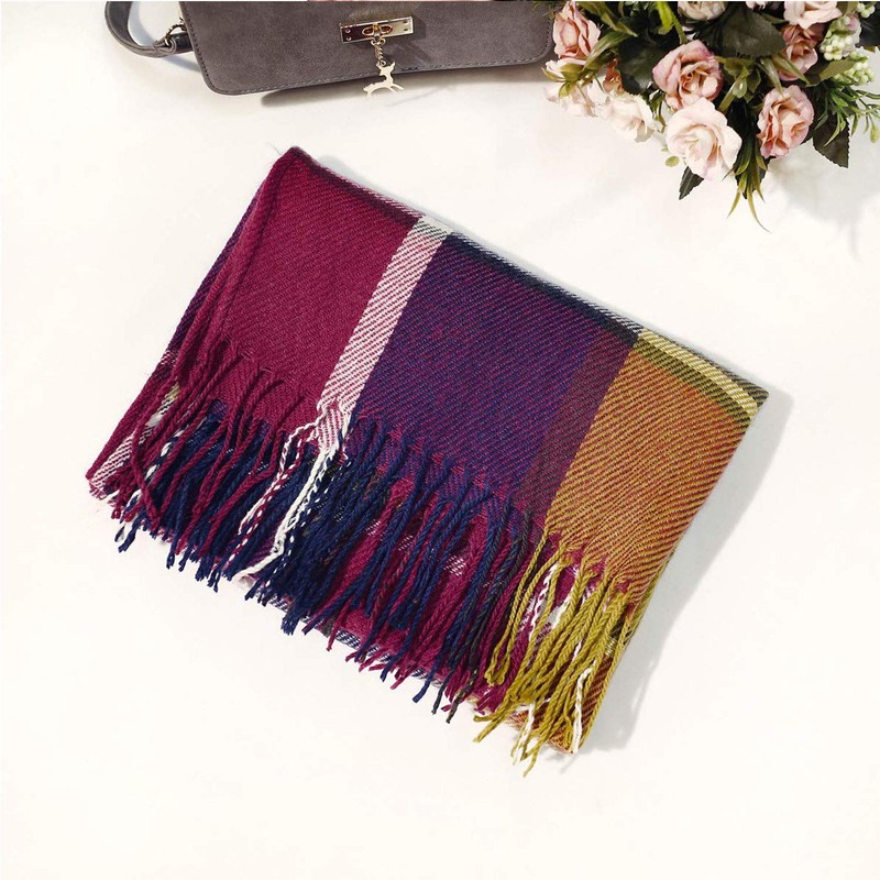 Women Tartan Scarf - Winter Long Scarves Plaid Warm Wraps