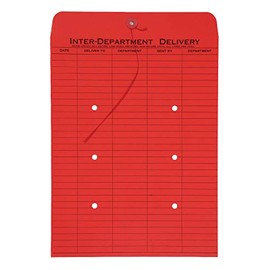 Quality Park 1-Side Print Interoffice Envelopes, String-Tie, Red, 10 x 13, 100 per Carton, (63574)