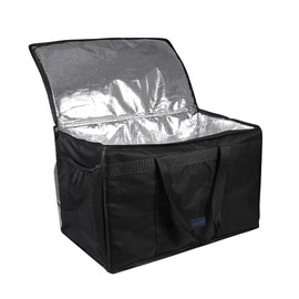 cherrboll Insulated Food Delivery Bag with Side Pockets, Thick Insulation, Commercial Thermal Carrier for Restaurant Catering or Food Transport - 23" x 14" x 15"