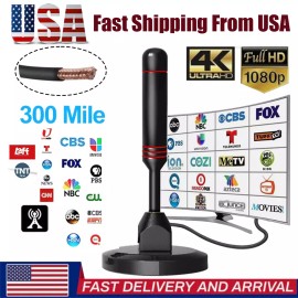 Universal 300 Miles Upgraded TV Antenna Indoor Digital HD HDTV 1080P 4K Long Range