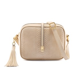 Faletony Crossbody Bags for Women Leather Shoulder Bag Snakeskin Crossbody Handbags Purse with Tassel (Apricot)