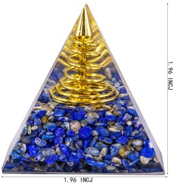mookaitedecor Lapislazuli Heilkristall Quarz Pyramide, Positive Energiepyramide für EMF Schutz Meditation/Yoga/Heilung Chakra/Wohnkultur 53mm
