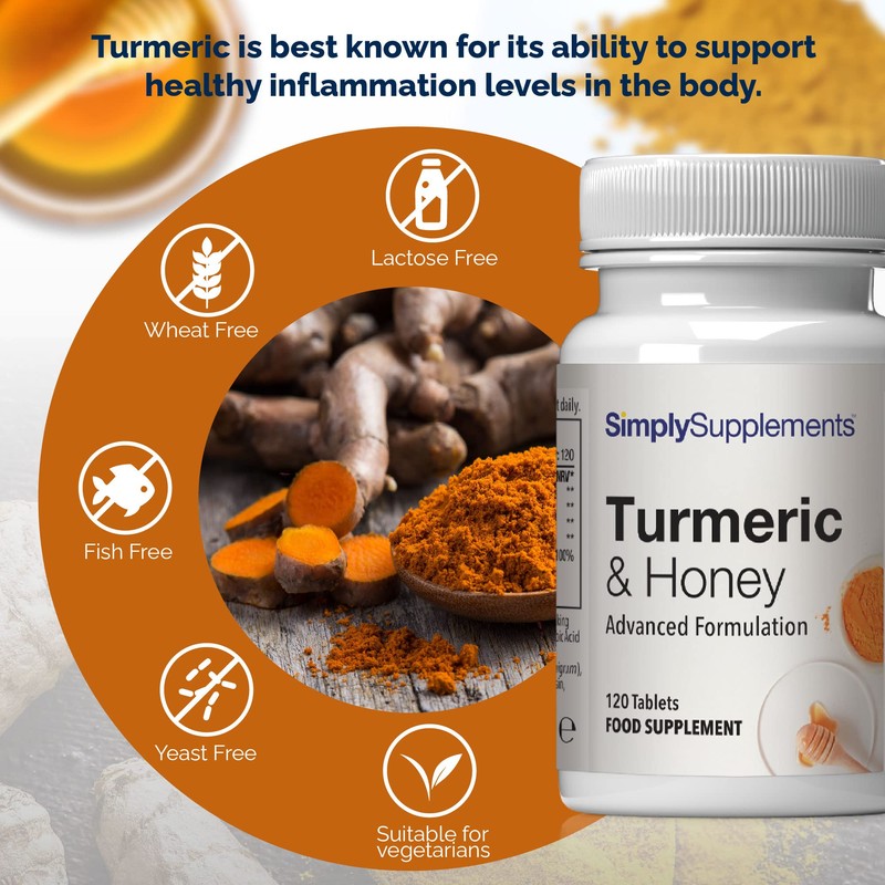 Turmeric and Honey Tablets | 120 Tablets | Vegetarian Friendly