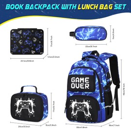 Scothen Boys Backpack - Kids Bento Box Set with Insulated Lunch Bag, Cutlery and Pencil Case, 6 Leak-Proof Compartments, Removable Tray for Boys Teens School Picnic