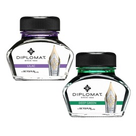 Diplomat Octopus 60ml Ink, Deep Green, Lilac Ink (D41001013, D41001017) Fountain Pen Ink (30ml Each Ink Bottle, 2 Pack)