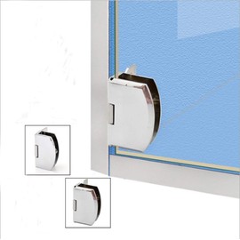 QIAO 【2Pieces】 Cabinet Glass Door Hinge Bathroom Clip Frameless Glass Door Cabinet Display Cabinet Cabinet Clip 90 Degree Hinge (Silver)