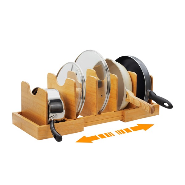 MinBoo Bamboo Expandable Pot Lid Organizer Pot Lid Holder, Pot
