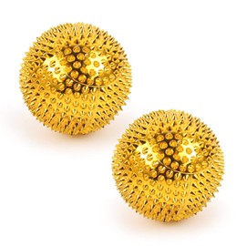 Layhou Pack of 2 Magnetic Acupressure Balls, Hedgehog Ball, Massage Ball, Magnetic Spiked Massage Ball, Medium 47 mm Diameter, Acupressure Massager (Gold (47 mm))