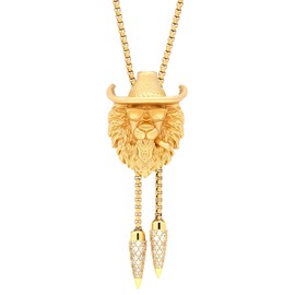 Legit Bling Hip Hop Jewelry for Men - Western Style Gold Chain Bolo Tie | Cowboy Hip Hop Fusion | Adjustable Slide Necklace | Unisex Accessory & Native American Inspired Gifts