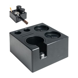IKAPE - Caja organizadora de café de ABS, 7 en 1, apta para almacenamiento de 51, 54, 58 mm, tamper expreso, distribuidor, portafiltro y accesorios de visualización de disco (color negro)