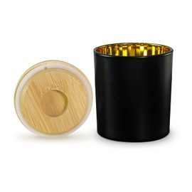 Aroparc Candle Jars 10oz with Lid, Elegant Gold Interior Wholesale Candle Jars for Candle Making 12 Pieces with Bamboo Lids - Black Matte