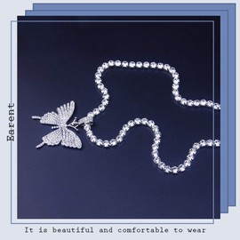 EARENT Rhinestone Butterfly Choker Necklace Crystal Butterfly Pendant Necklaces Chain Sparkly Neck Jewelry for Women (A-Silver)