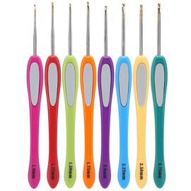Crochet Hooks Set, 8Pcs Colorful Handle Aluminum Crochet Hooks Sweater Weaving Tools 1mm 1.25mm 1.5mm 1.75mm 2mm 2.25mm 2.5mm 2.75mm