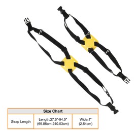 sourcing map Luggage Straps Elastic Suitcase Belt Adjustable Buckle Luggage Connector Elastic Straps Belt PU Suitcase Connect Accessories with Lock for Travel Packing Storage, Black Yellow