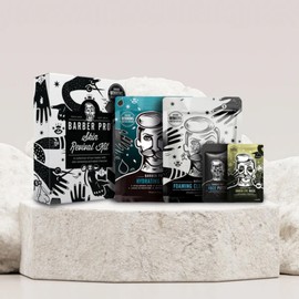 BARBER PRO Skin Revival Mens Pamper Kit 4-in-1 Under Eye Mask Peel Off Putty & 2 Face Masks Rejuvinate Hydrate Soothe Tired Eyes Cleanse Pores Multi Award Winning Brand