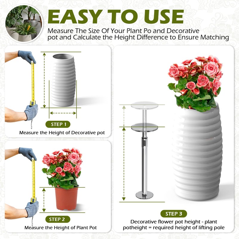 Hazztoll Adjustable Plant Risers for Inside Pot, Planter Insert for