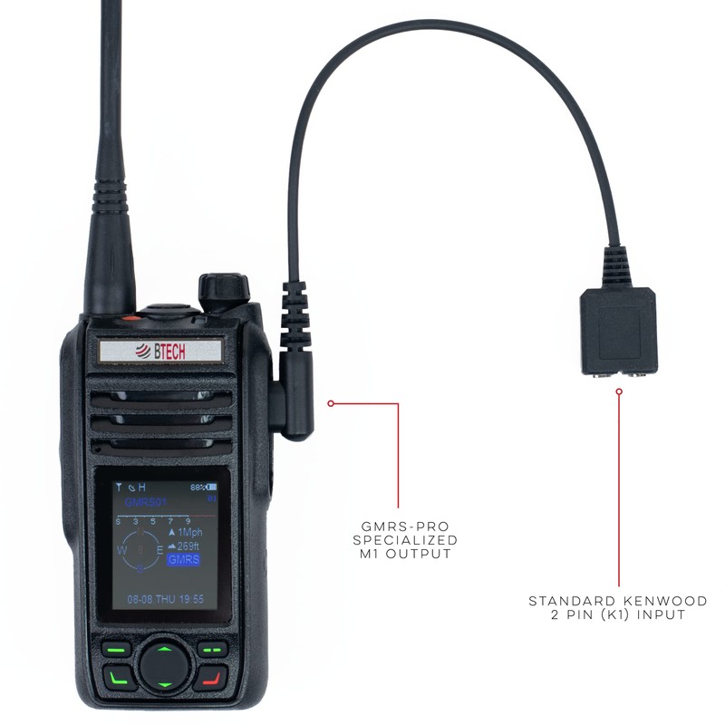 BTECH GMRS-PRO/UV-PRO K1 Adapter Cable for Enhanced Accessory Compatibility -