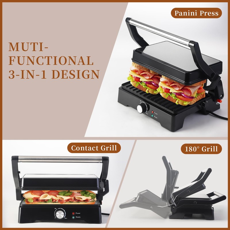 Panini Press Grill Sandwich Maker, Large Electric 3 in 1