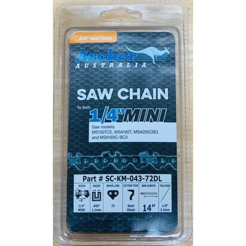 Archer 14" Archer Guide Bar 1/4"-043-72DL MS150 MS150T MS151 MS151T