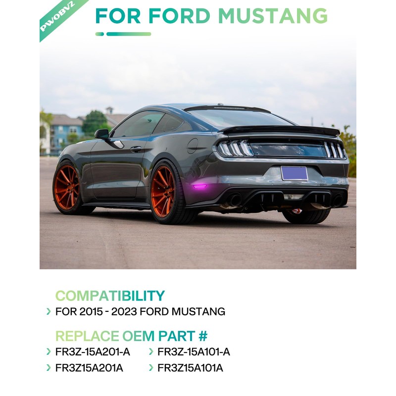 Pink Purple LED Side Marker Lights for Ford Mustang 2015-2023