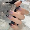 24 Pcs Black Gradient Pink Cat Eye Press on Nails