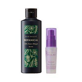 [Set] Botanical Color Cream Shampoo, Black (6.8 fl oz (200 ml) + Hair Botanical Hair Essence (1.0 fl oz (30 ml) | Color Shampoo, Botanical Shampoo, Mother's Day Gift