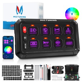MICTUNING App Control RGB 8 Gang Switch Panel, Toggle ON-OFF Switch Circuit Box