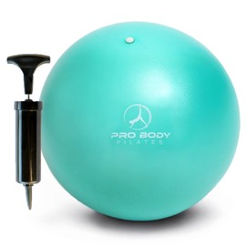 Mini Exercise Ball with Pump - 9 inch Small Bender Ball for Stability, Barre, Pilates, Yoga, Core Training and Physical Therapy (Aqua)
