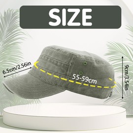CWENDANER Classic Premium Army Cap, Military Style Cap, Vintage Washed Fashionable Military Hat, Unisex Army Cap, Plain, One Size Baseball Cap, Green