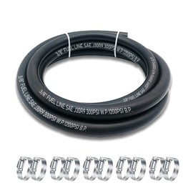 3/8 Inch ID Fuel Line Hose, J30R9 NBR Rubber Push Lock Hose High-Pressure 300PSI Gasoline Tube with 10 PCS SS Clamps for Fuel Systems Engines 10FT