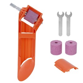 AUNMAS Drill Sharpener, Corundum Grinding Wheel Orange Electric Drill Grinder Portable Twist Drill Grinder Straight Shank Sharpening Machine with 3 Additional Grinding Stones