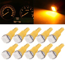 cciyu 10 PCS T5 Yellow 58 70 73 74 Instrument Dashboard Gauge 1SMD 5050 LED Wedge Lamp Bulb Light