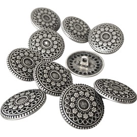Silver Antique Flat Metal Buttons with Eyelet 17 mm or 22 mm (Pack of 10) (22 mm)