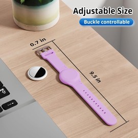 Foweroty for AirTag Bracelet for Kids, Waterproof Cute Print for Air tag Holder for Kids with Soft Silicone Full Coverage Anti-Lost Hidden for Airtag Wristband Accessories for Child, Light Purple