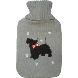 Netagon 2 Litre Hot Water Bottle and Soft Knitted Cover - Great Gift idea for Both Children & Adults (Westie Dog)
