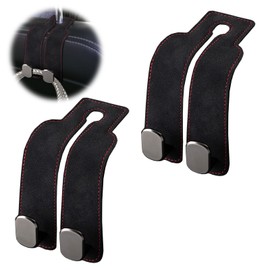 Jisrcha Car Accessories Interior, 2 Pieces Car Seat Double Hook Back Hook, Hook Car Seat Headrest, Storage Hook Car, Bag Holder Car for Hanging Bag, Handbag, Shopping Bags (Black)