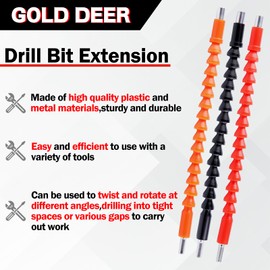 GOLD DEER Flexible Shaft, Impact Compatible, Drill Bit Extension, Drill Bit, Flexible Drill Bit Extension, Hardware Tool, Drill Accessory, Flexible Shaft, Socket Wrench Tool, Drill Accessory, Bit