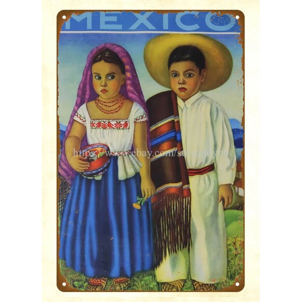 reproduction indoor wall decor Mexico, vintage travel poster metal tin sign